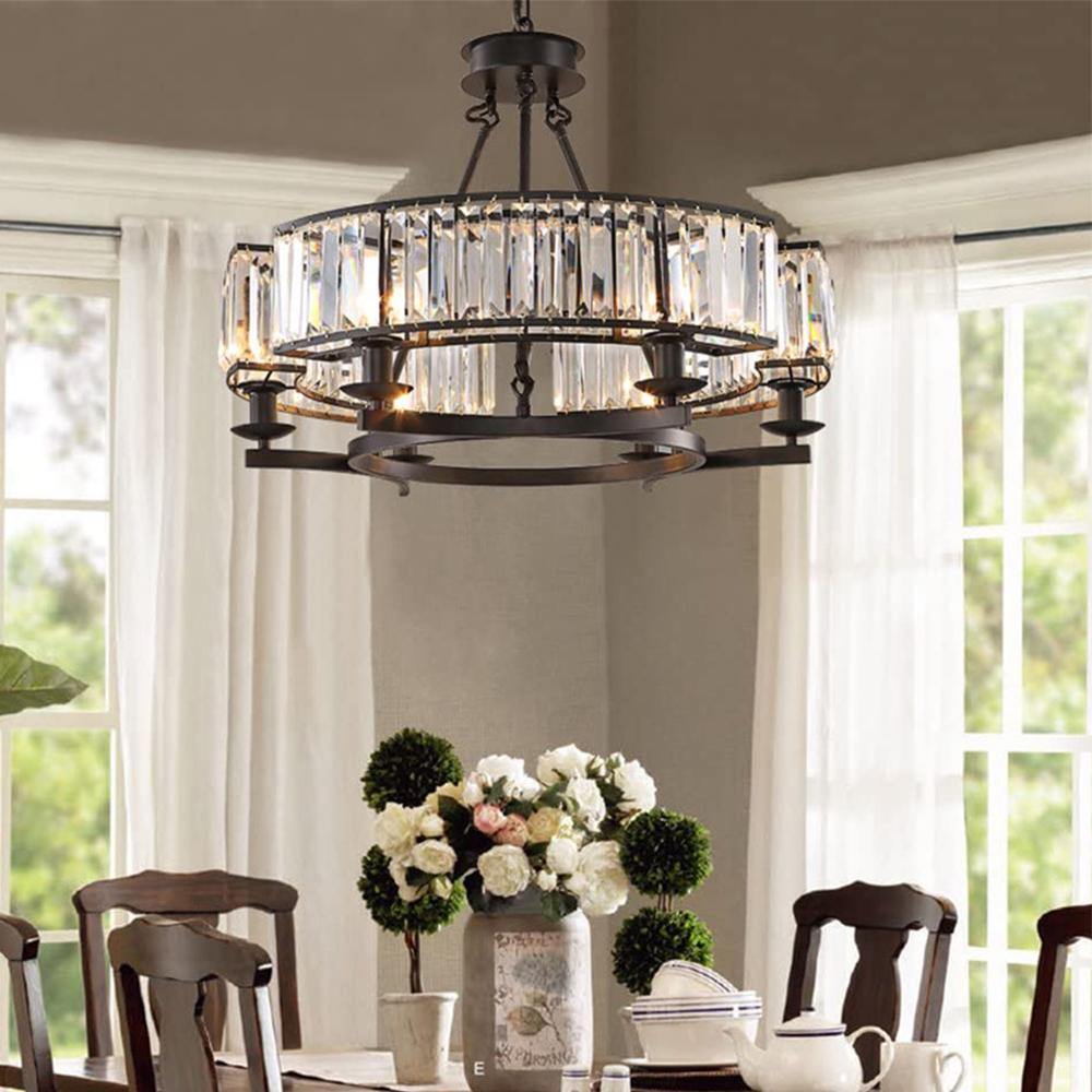 Industrial Farmhouse Crystal Chandelier - 7PM LIGHTING