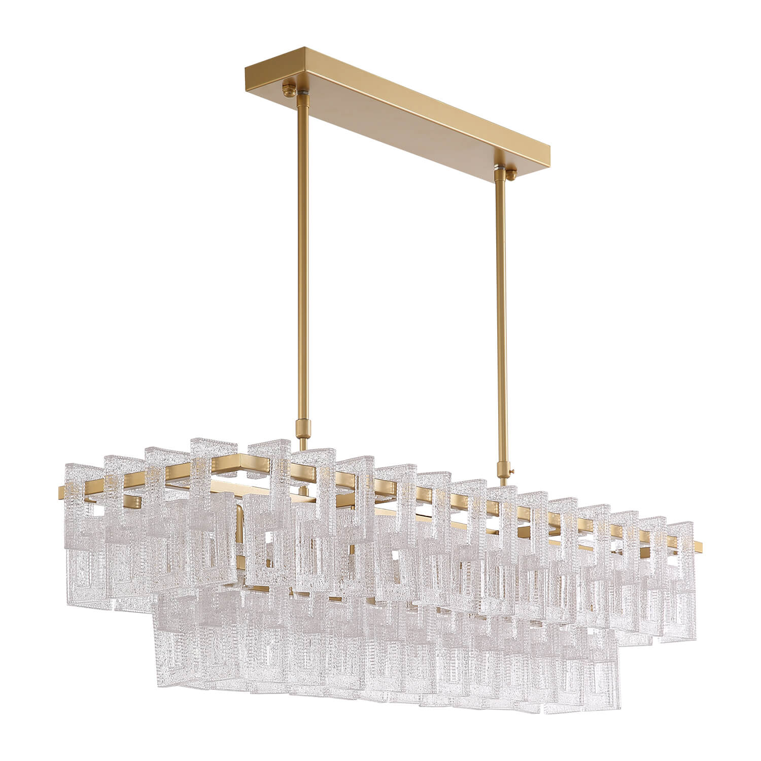 2-Tiered Rectangle CrystalChandelier Side Display Light Off