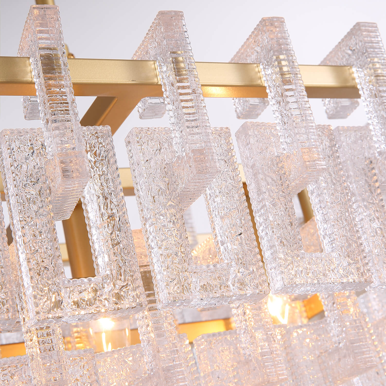 2-Tiered Rectangular Crystal Pendant Light Detail-3