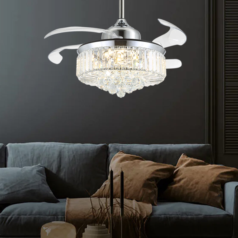 Chandelier Ceiling Fan with Crystal Lights 36" Chrome