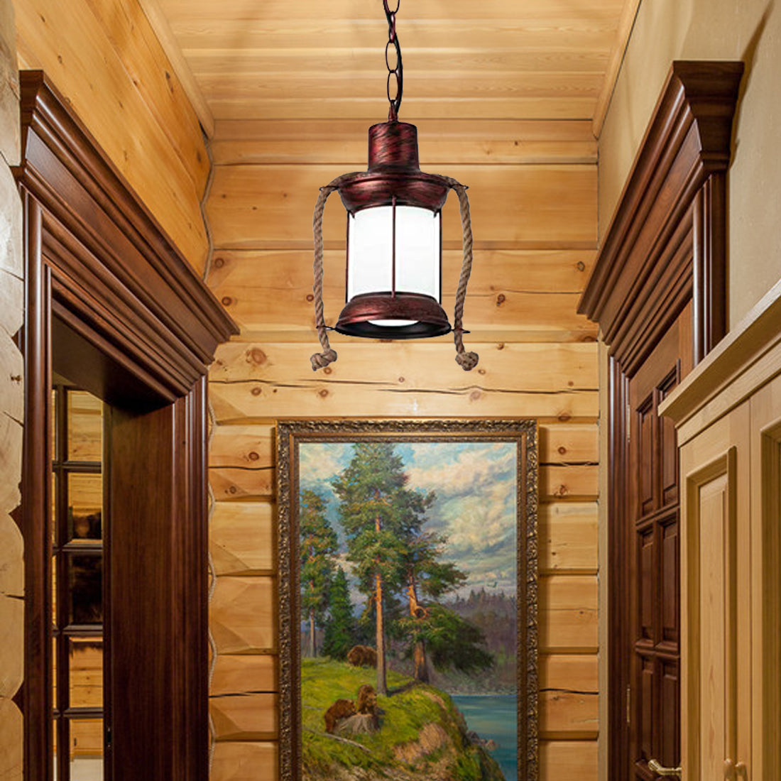 Rustic Lantern Hanging Lamp