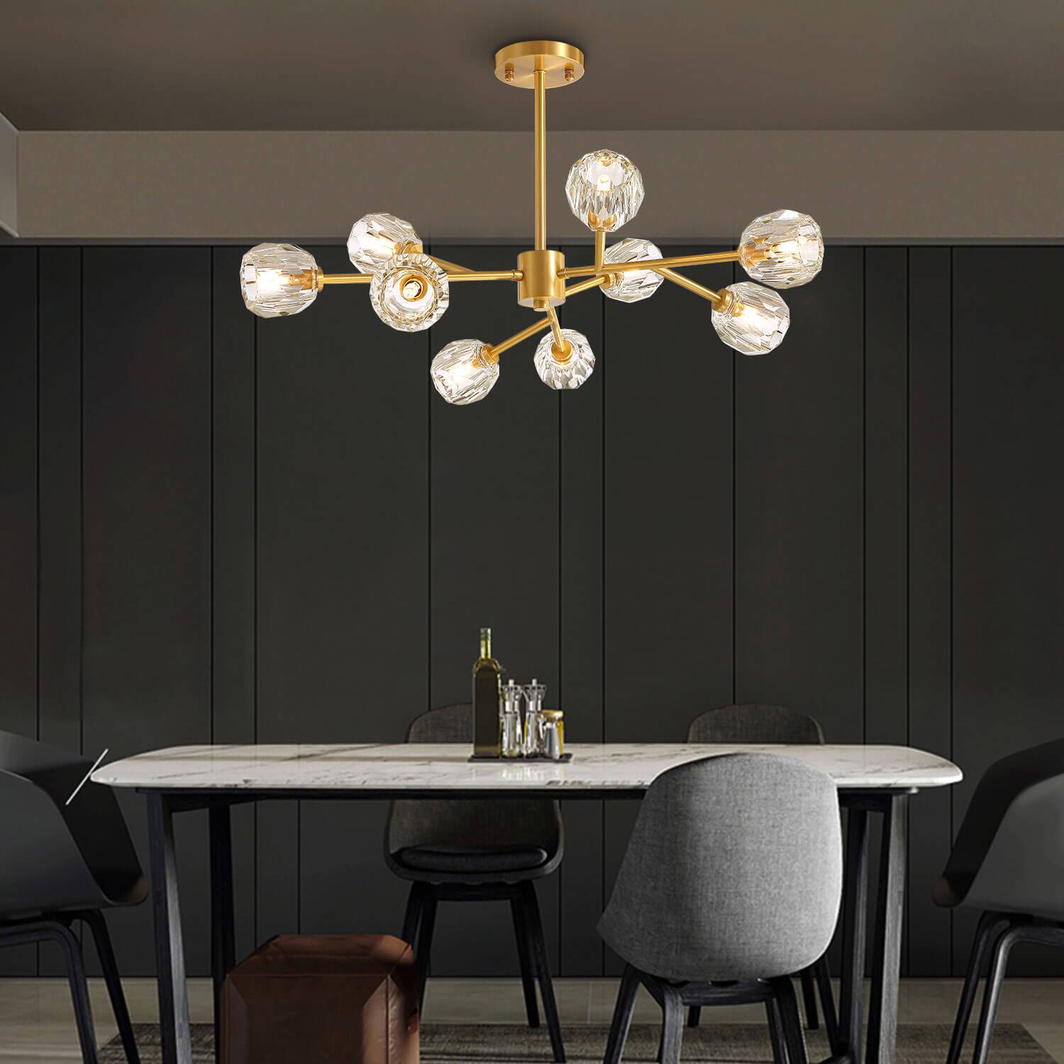 Modern Gold Sputnik Crystal Chandelier