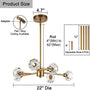 Retro Sputnik Brass Branch Cystal Chandelier Semi Flush Mount - 7PM LIGHTING