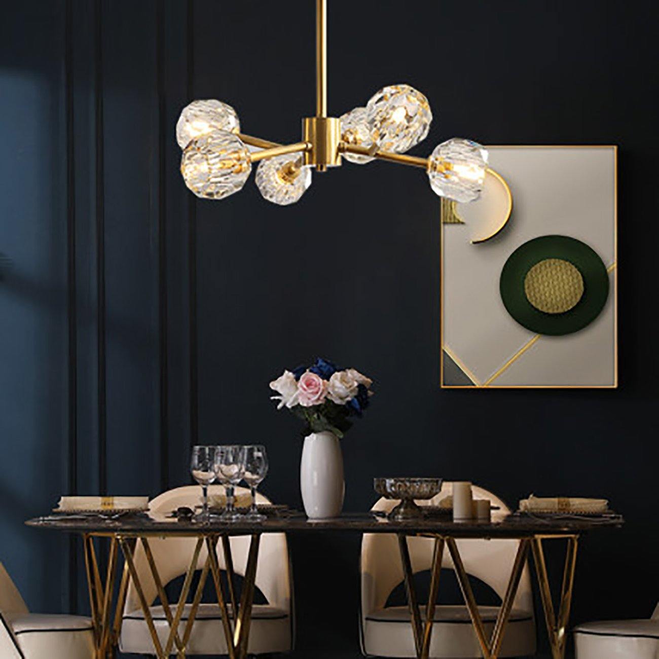 Retro Sputnik Brass Branch Cystal Chandelier Semi Flush Mount - 7PM LIGHTING