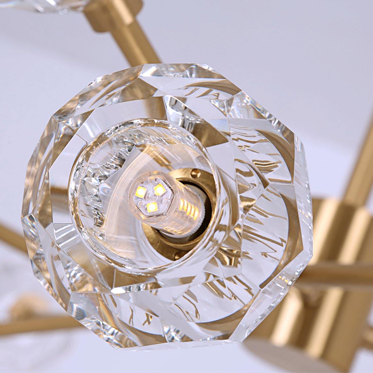 Retro Sputnik Brass Branch Cystal Chandelier Semi Flush Mount - 7PM LIGHTING