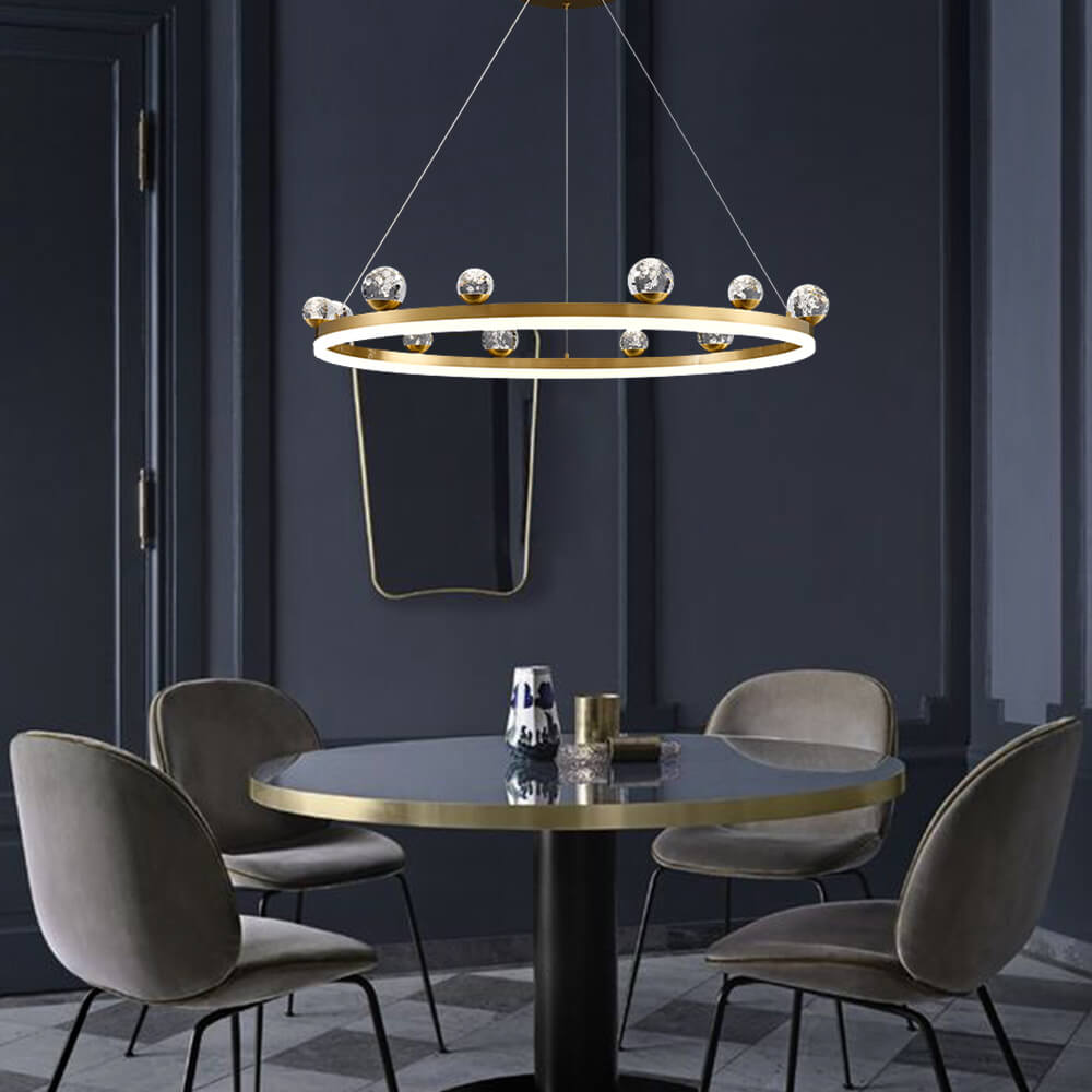 Brass Ring Chandelier For Dining Room
