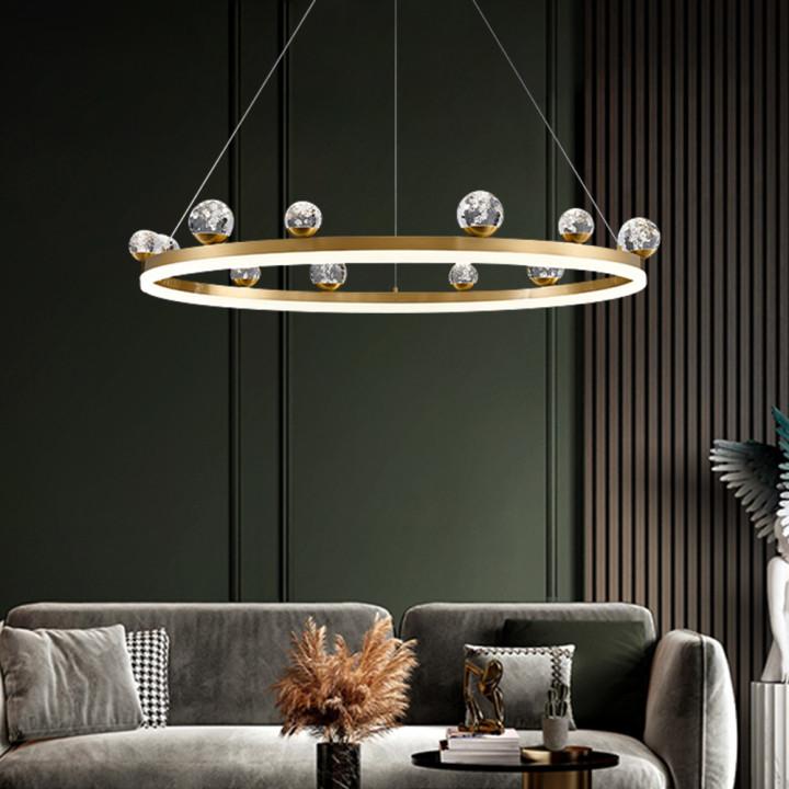 Brass Ring Pendant Light Sputnik Crystal Ball
