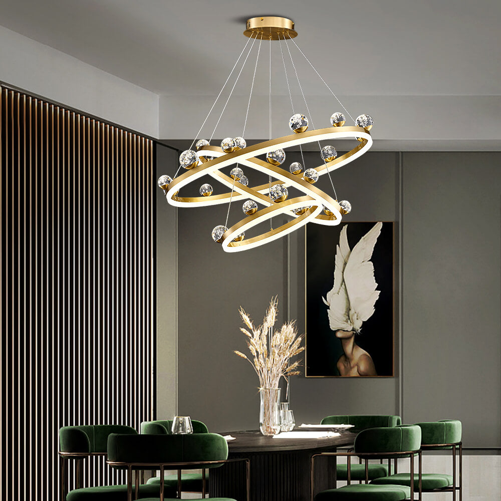 Brass Ring Suspension Light 3 Rings