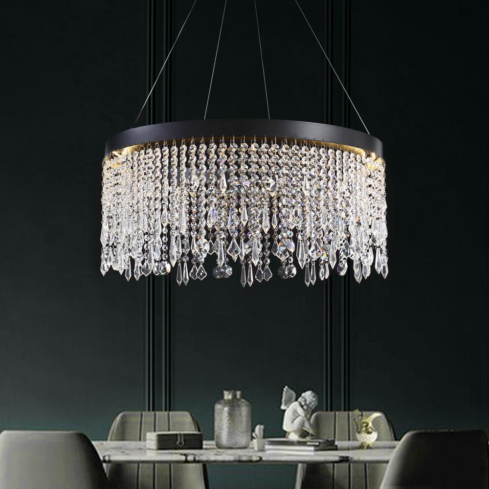 Crystal Raindrop Round Chandelier