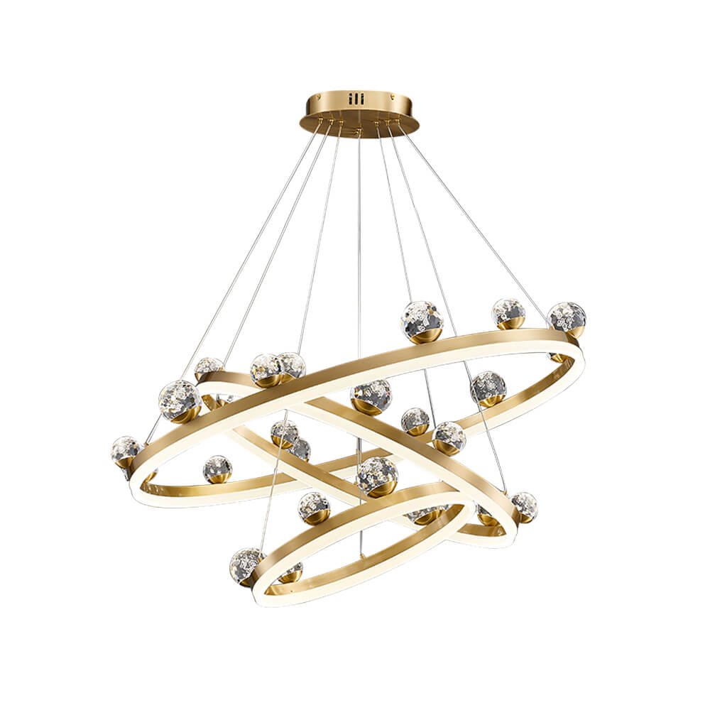 Gold Ring LED Suspension Light 3 Rings