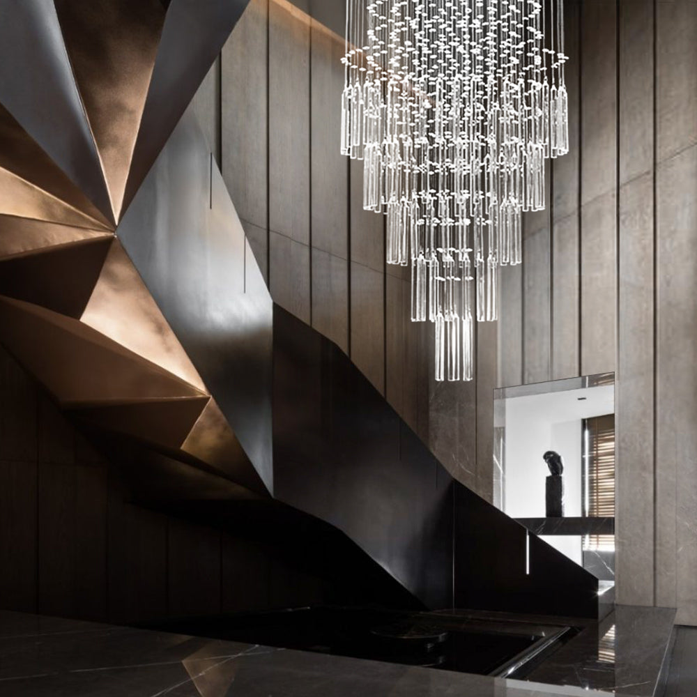 Modern Crystal Staircase Chandelier Foyer Ceiling Lighting Fixture