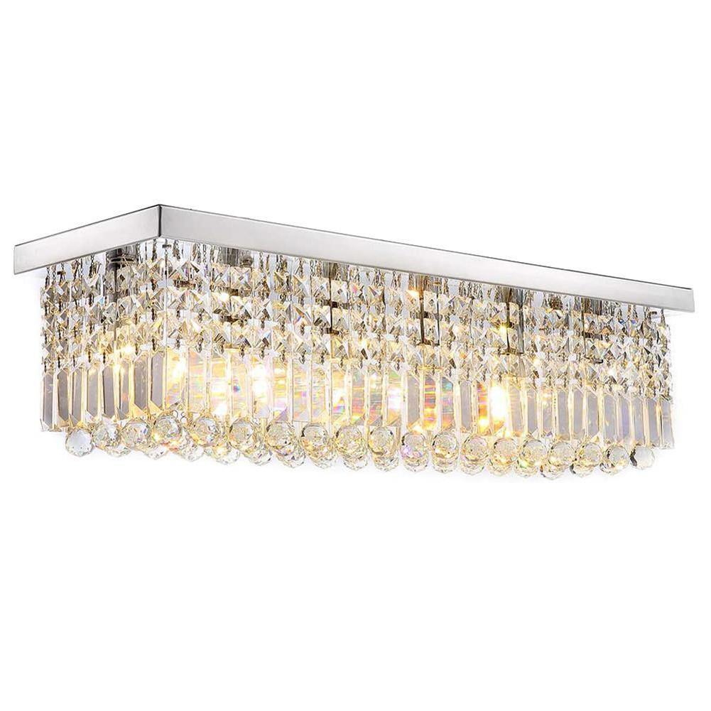 Contemporary Rectangle Crystal Chandelier Chrome - 7PM LIGHTING
