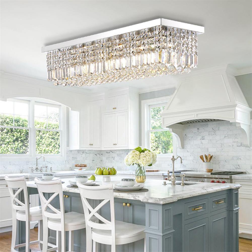 Contemporary Rectangle Crystal Chandelier Chrome - 7PM LIGHTING