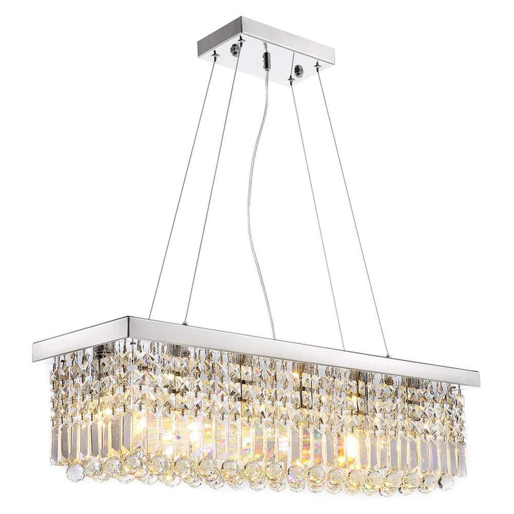 Contemporary Rectangle Crystal Chandelier Chrome - 7PM LIGHTING