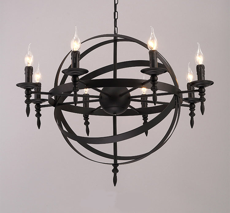 Industrial Spherical Black Pendant Light