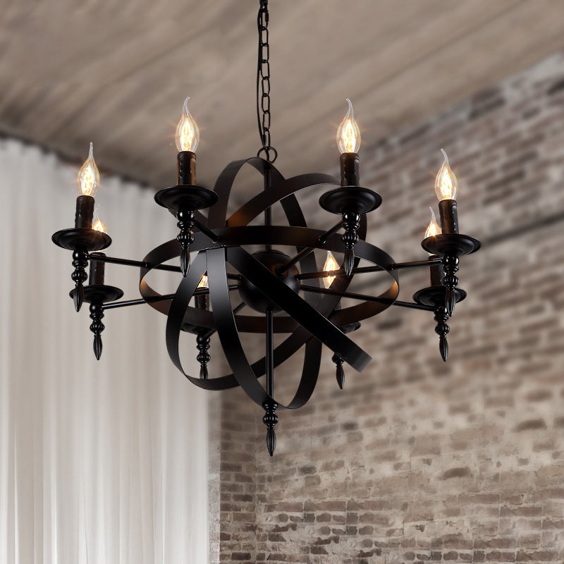 Industrial Spherical Black Pendant Light