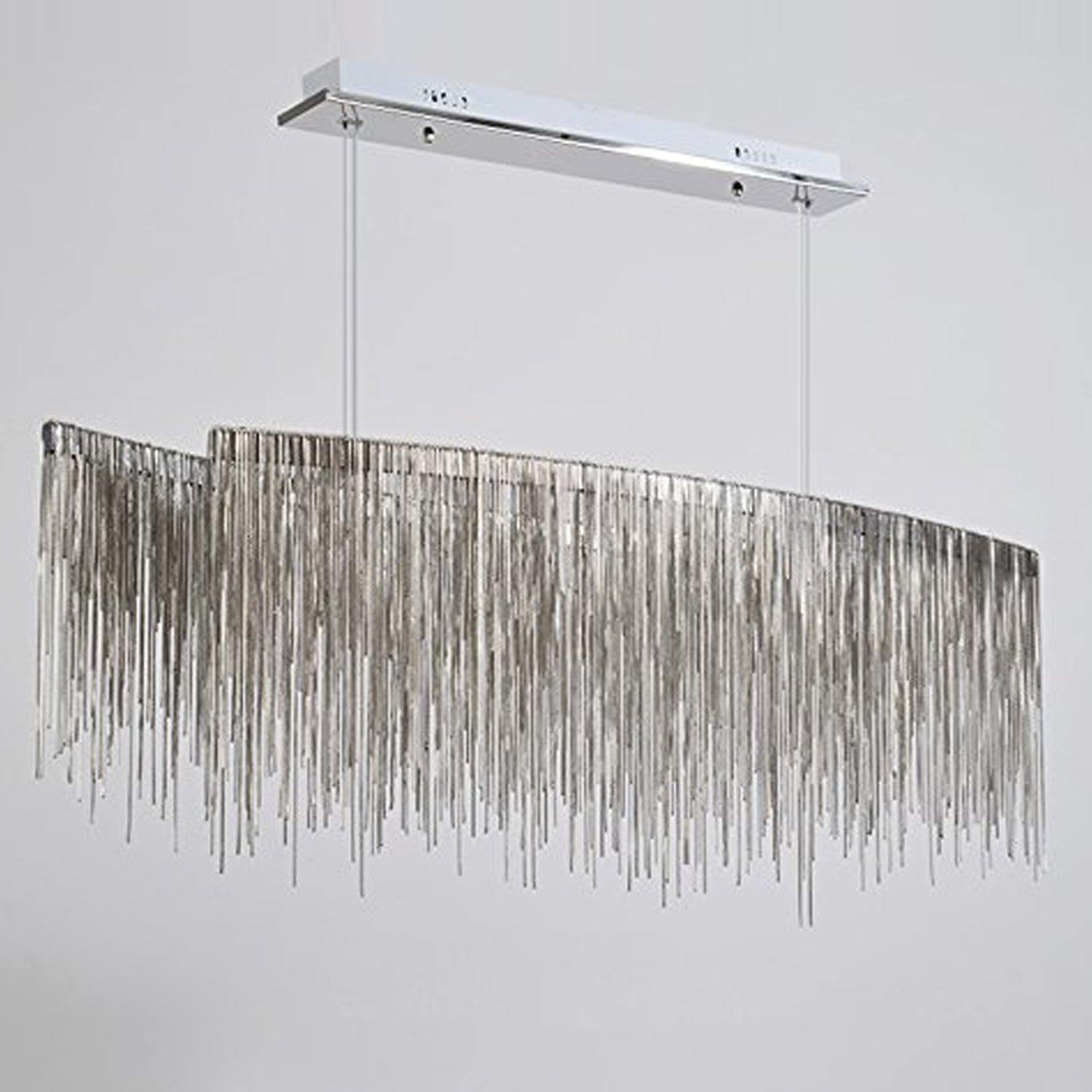 Post Modern Rectangle Aluminum Tassel Linear Chandelier