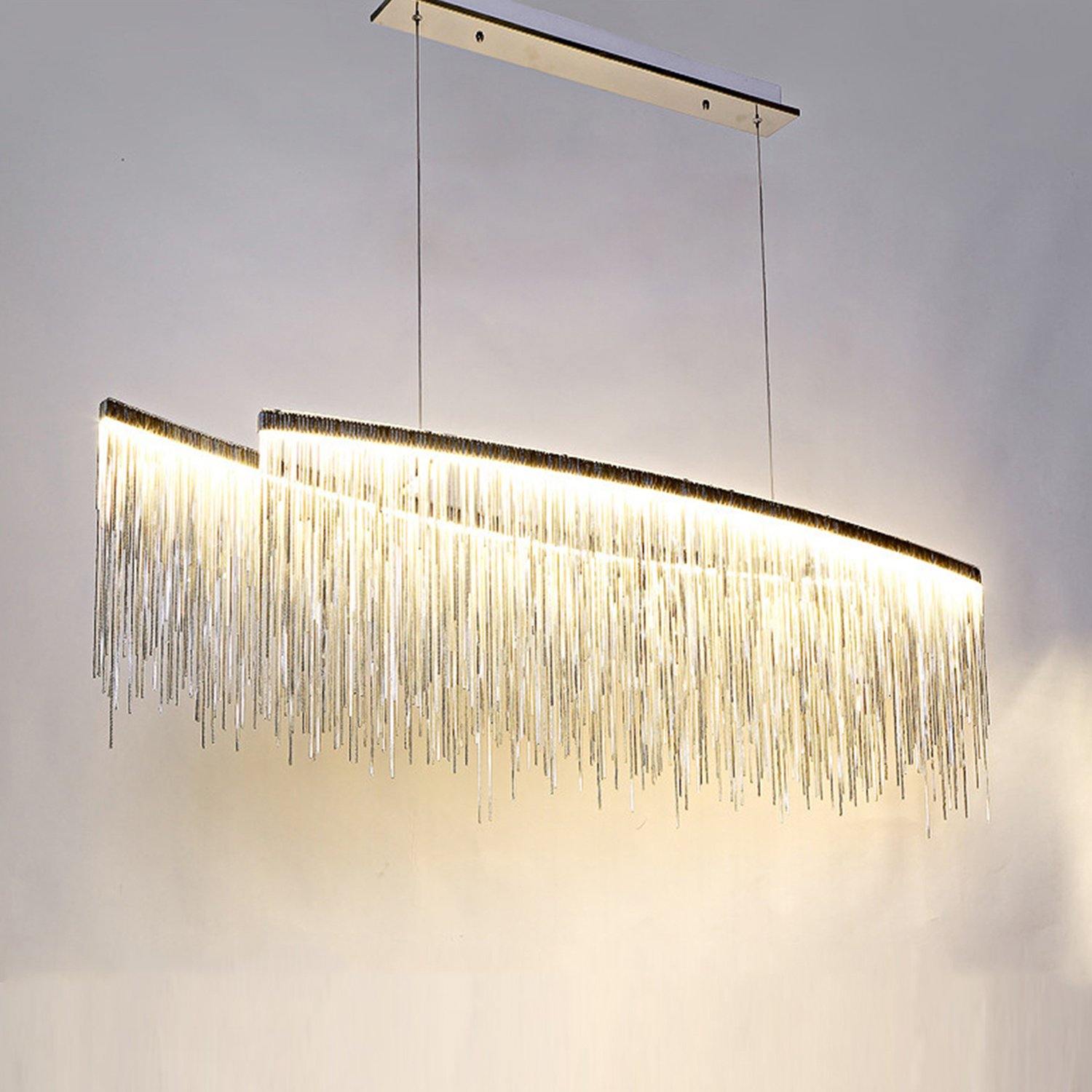 Post Modern Rectangle Aluminum Tassel Linear Chandelier
