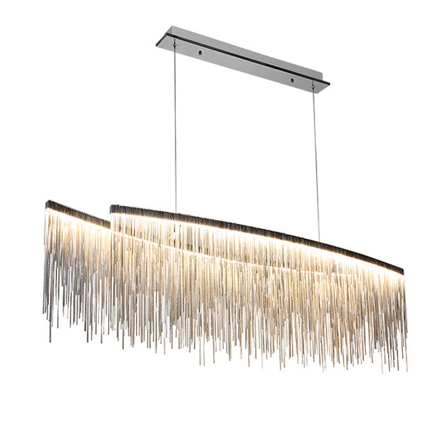 Post Modern Rectangle Aluminum Tassel Linear Chandelier