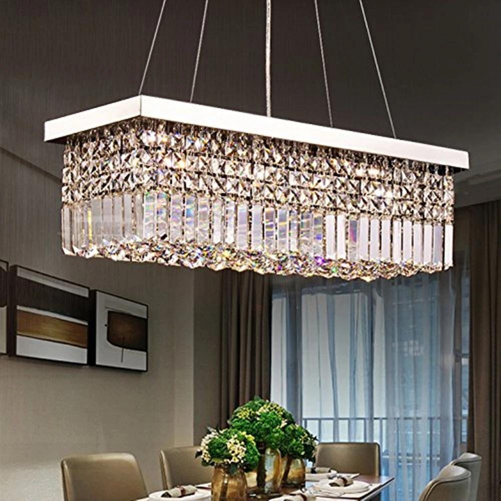 Contemporary Rectangle Crystal Chandelier Chrome - 7PM LIGHTING
