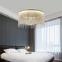 Modern Round Aluminum Tassel Linear Chandelier - Bedroom