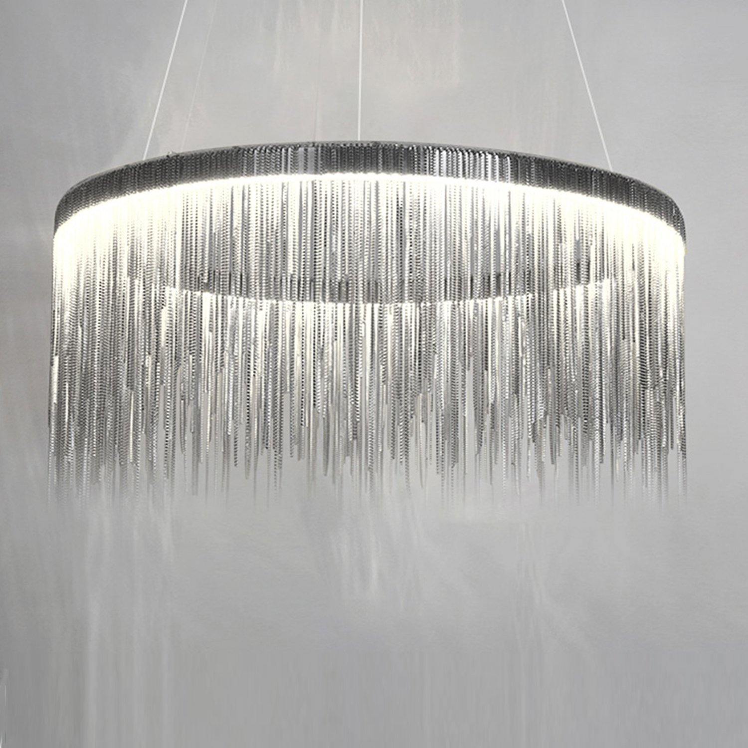 Modern Round Aluminum Tassel Linear Chandelier